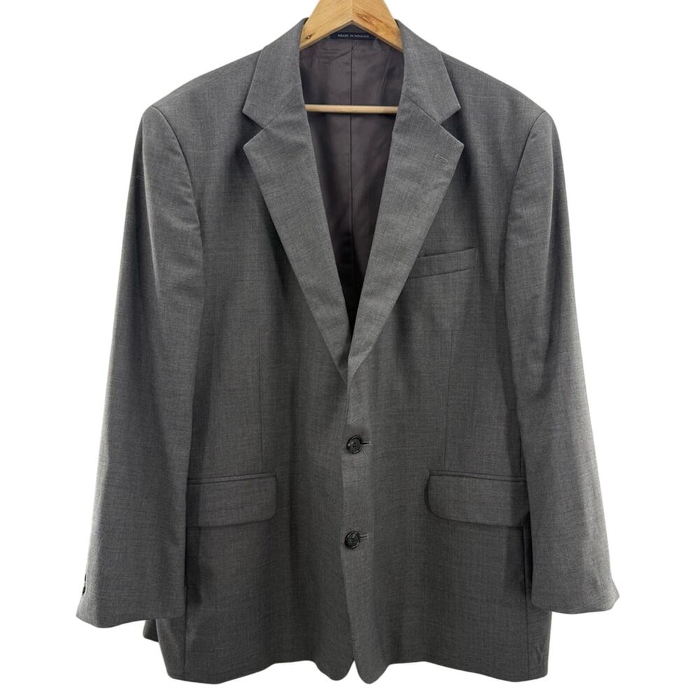 Land’s End Men’s 100% Wool Two Button Blazer Sports Coat Gray Size 48 Regular - Picture 1 of 12